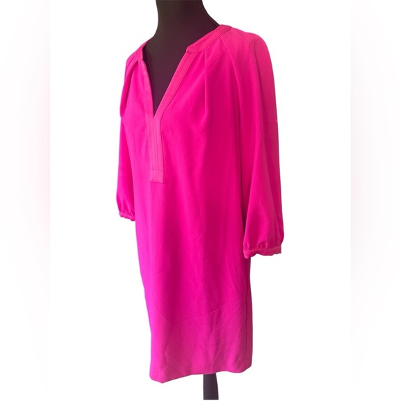Trina Turk Hot Pink 3/4 Sleeve Tunic Dress with Pockets - Picture 8 of 8